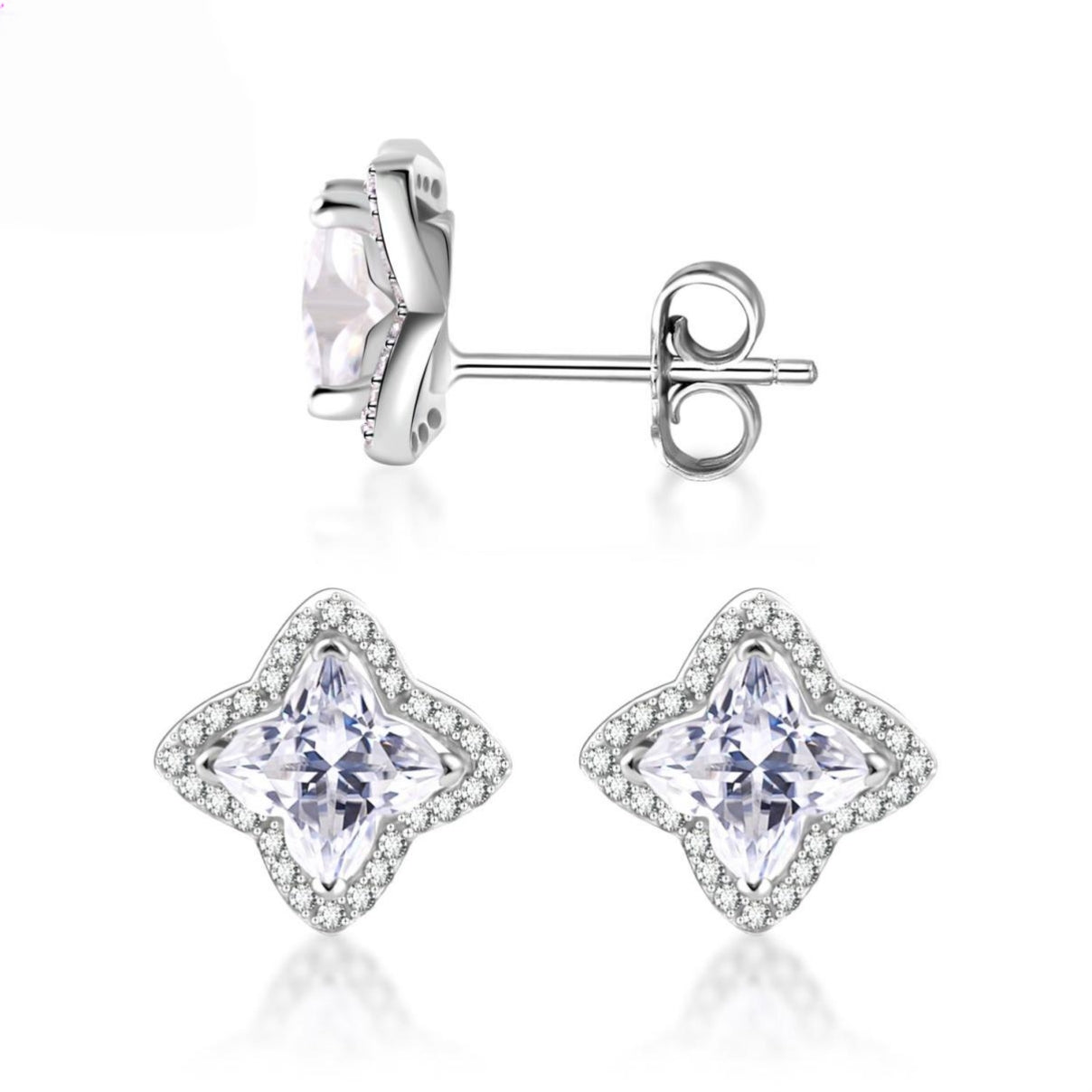 Fortuna Clover Diamond Studs